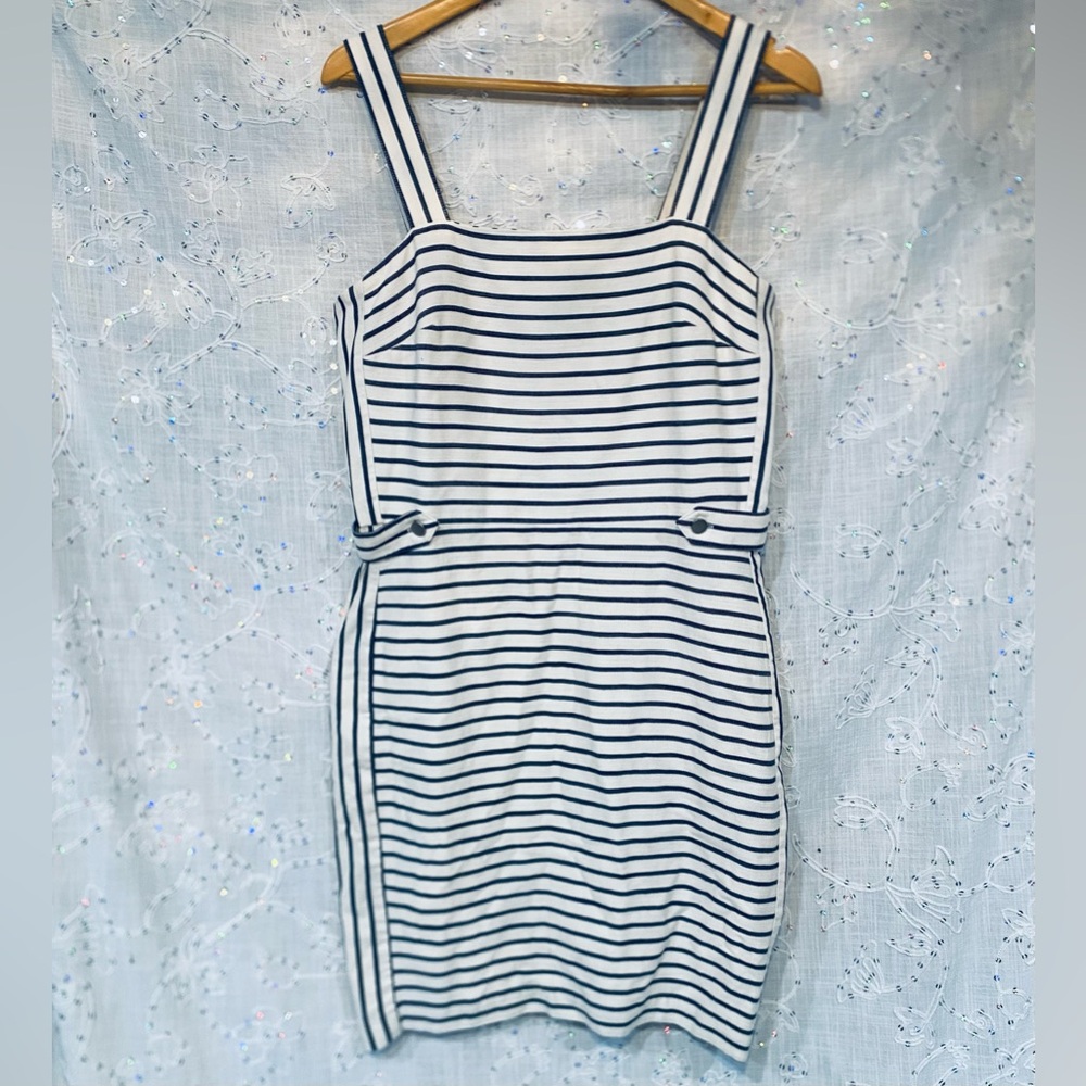 Banana Republic Black and White Striped Mini Dress